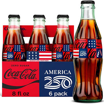 Coca-Cola Zero Sugar Soda Soft Drink 6 pk Glass Bottles