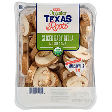 H-E-B Organics Texas Roots Sliced Baby Bella Mushrooms