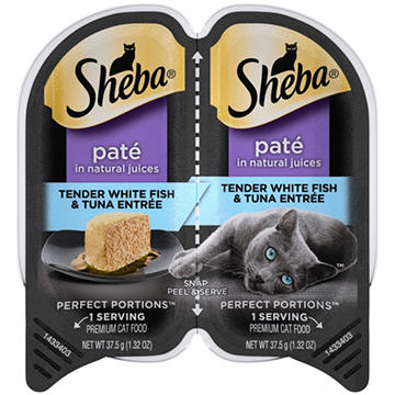 Sheba Perfect Portions Wet Cat Food Pate Twin-Pack Trays - White Fish and Tuna