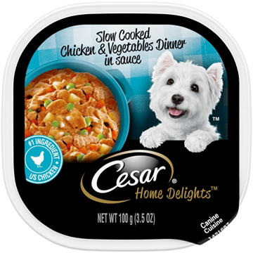 Cesar Home Delights Adult Wet Dog Food - Slow Cooked Chicken & Vegetables Dinner in Sauce