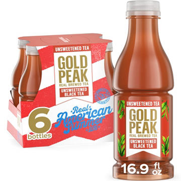Gold Peak Unsweetened Black Iced Tea 6 pk Bottles