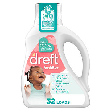 Dreft Toddler Liquid Laundry Detergent for Toddlers, 32 Loads
