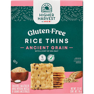 Higher Harvest by H-E-B Gluten Free Rice Thins – Ancient Grain