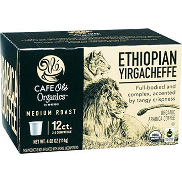 CAFE Olé Organics by H-E-B Medium Roast Ethiopian Yirgacheffe Coffee Single Serve Cups