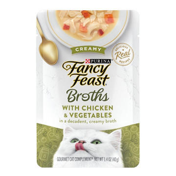 Fancy Feast Purina Lickable Wet Cat Food Broth Topper Creamy - Chicken and Vegetables