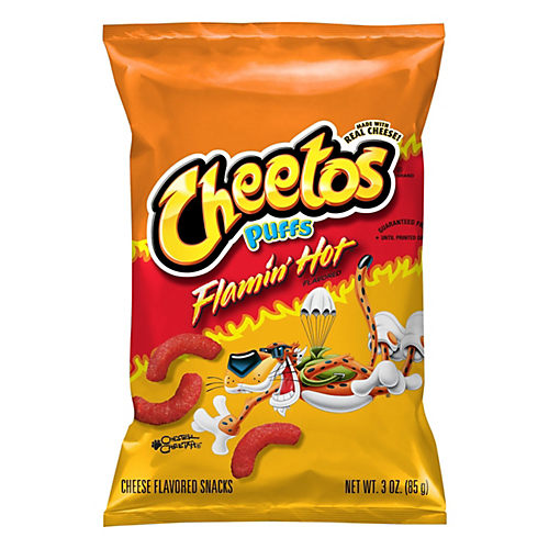 (4 pack) Cheetos Crunchy Flamin' Hot Cheese Puff Chips, 15oz Bag