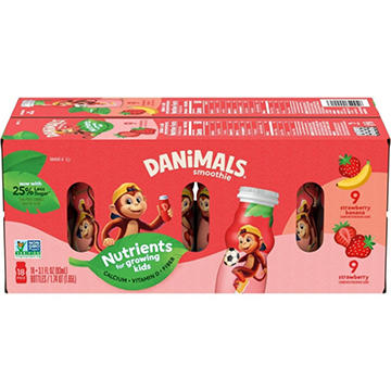 Dannon Danimals Smoothie 18 pk Bottles Variety Pack - Strawberry & Strawberry & Banana