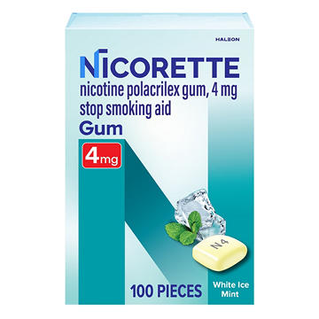 Nicorette Nicotine Gum Stop Smoking Aid, 4 mg, White Ice Mint Flavor