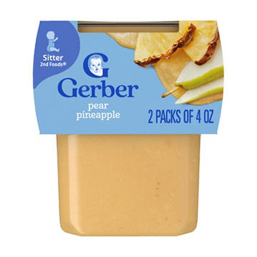 Gerber Stage 2 Baby Food - Pear Pineapple, 4 oz Tubs
