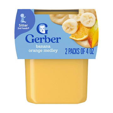 Gerber Stage 2 Baby Food - Banana Orange Medley, 4 oz Tubs