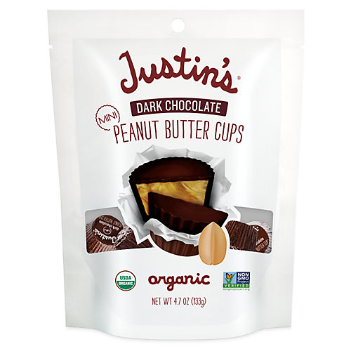 Justins Peanut Butter Cups, Organic, Dark Chocolate, Crispy