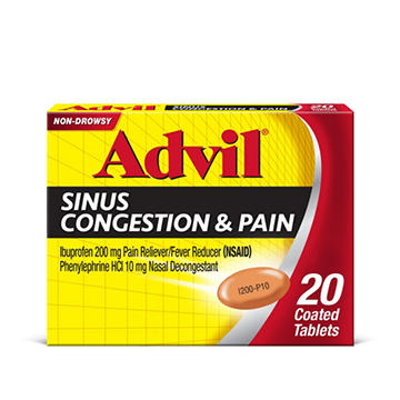 Advil Sinus Congestion and Pain, Sinus Medicine, Pain Reliever and Fever Reducer with Ibuprofen and Phenylephrine HCl