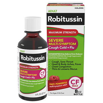 Robitussin Maximum Strength CF Max, Severe Multi-Symptom Daytime and Nighttime Relief from Cough, Cold, and Flu, Adult Formula