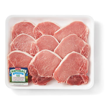 H-E-B Natural Bone-in Center Loin Pork Chops - Value Pack