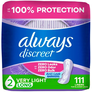 Always Discreet Incontinence Panty Liners -  Very Light, Long