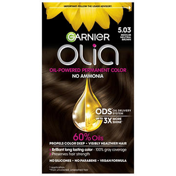Garnier Olia Oil Powered Ammonia Free Permanent Hair Color 5.03 Medium Neutral Brown