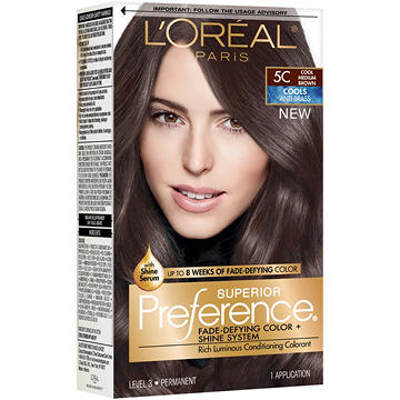 L'Oréal Paris Superior Preference Permanent Hair Color, 5C Cool Medium Brown