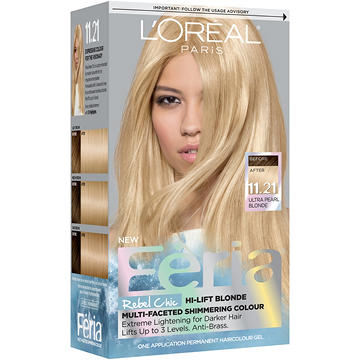 L'Oréal Paris Feria Permanent Hair Color, 11.21 Bad to the Blonde (Ultra Pearl Blonde)