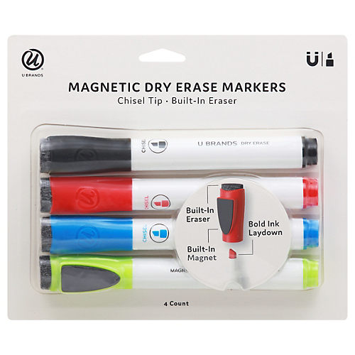U Brands Medium Point Dry Erase Markers, Office Supplies, Assorted Pastel  Colors, with Eraser Cap, 8 Count, 4689U06-24 : : Office Products