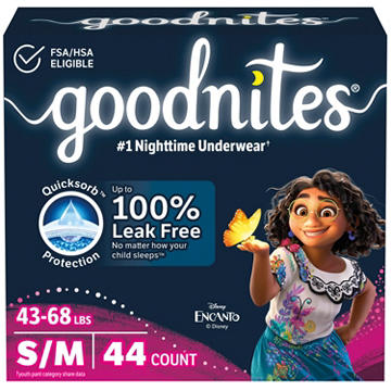 Goodnites Girls' Nighttime Bedwetting Underwear - S/M (43-68 lbs)