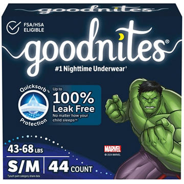 Goodnites Boys' Nighttime Bedwetting Underwear - S/M (43-68 lbs)
