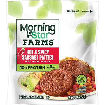 MorningStar Farms Veggie Breakfast Hot and Spicy Sausage Patties, 8 oz