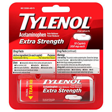 Tylenol Extra Strength Pain Reliever Caplets - 500 Mg