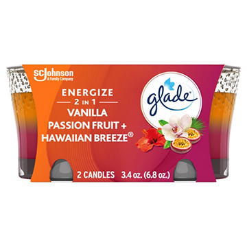 Glade 2 in 1 Vanilla Passion Fruit & Hawaiian Breeze Candles