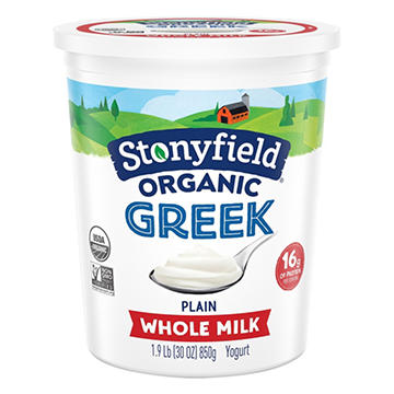 Stonyfield Organic 16g Protein Whole Milk Greek Yogurt - Plain