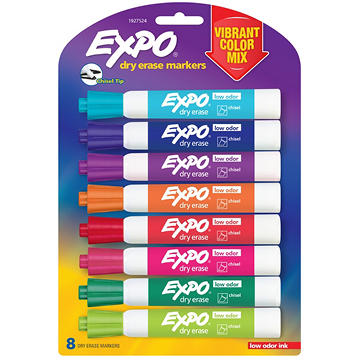 EXPO Chisel Tip Dry Erase Markers - Vibrant Color Mix