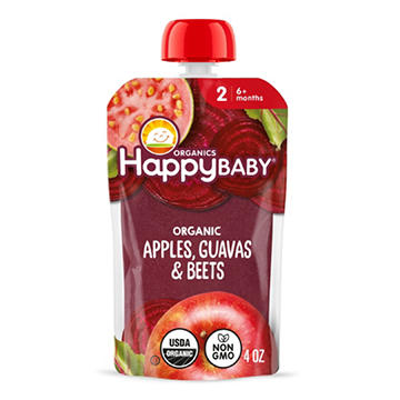 Happy Baby Clearly Crafted Stage 2 Apples Guavas & Beets Pouch