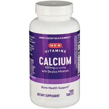 H-E-B Vitamins 600 mg Calcium with D3 + Minerals Tablets