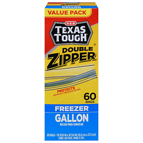 H-E-B Texas Tough Double Zipper Quart Freezer Bags - Shop Storage