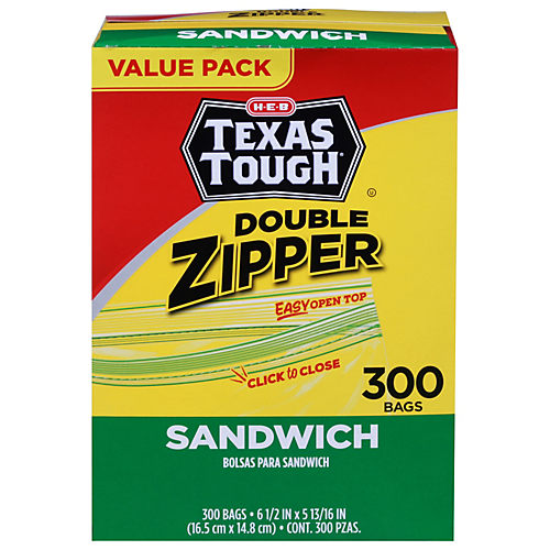 H-E-B Texas Tough Double Zipper Sandwich Bags, 100 ct