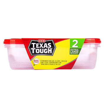 H-E-B Texas Tough Extra Large Rectangle Food Storage Containers & Lids, 2 pk