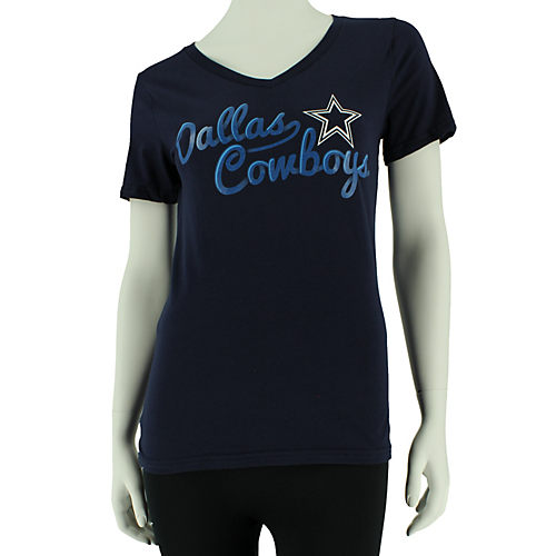 Dallas Cowboys Women's Hello Script V-Neck Navy Tee - Shop Team Apparel at  H-E-B