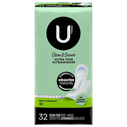 U by Kotex Clean & Secure Overnight Maxi Pads - Shop Pads & Liners at H-E-B