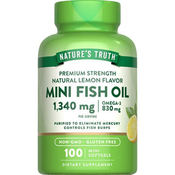 Nature's Truth Premium Strength Fish Oil 1340mg Mini Softgels - Lemon