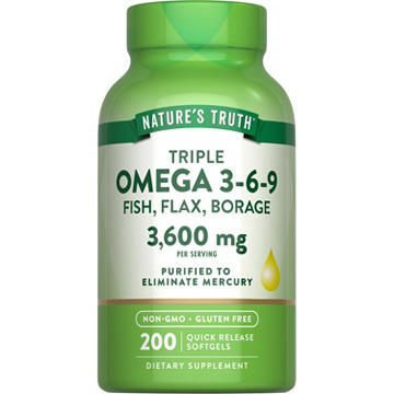 Nature's Truth Purified Triple Omega 3-6-9 Fish Flax Borage 3600 mg Softgels