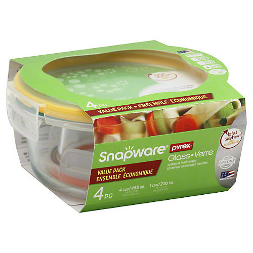 Snapware Total Solutions Pyrex Glass Food Storage 4 Pc. Value Pack, Food  Storage, Household