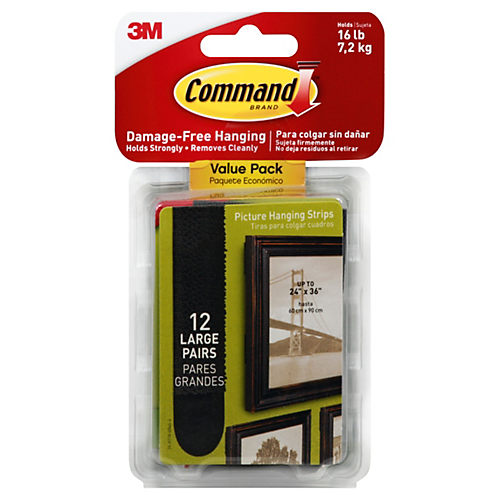 Black 3M Command Picture Hanging Strips Small Medium Large