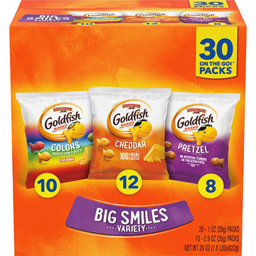 Goldfish Big Smiles Baked Crackers Variety Pack - Colors, Cheddar & Pretzel