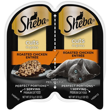 Sheba Perfect Portions Wet Cat Food Cuts in Gravy Twin-Pack Trays - Chicken Entrée