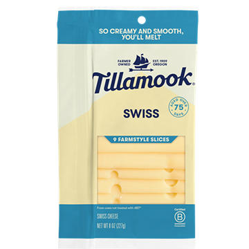Tillamook Swiss Sliced Cheese, Thick Cut