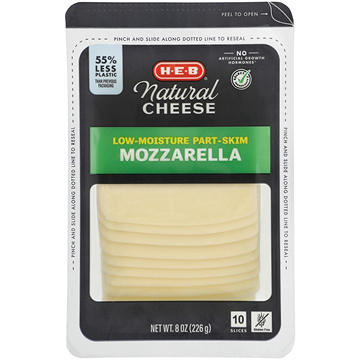 H-E-B Low Moisture Part-Skim Mozzarella Sliced Cheese