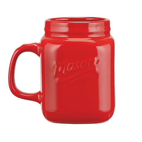 Mason Craft & More Red 18 oz Coffee Mug Cup Ceramic Raised Letters