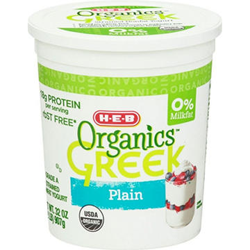 H-E-B Organics 18g Protein Nonfat Greek Yogurt - Plain