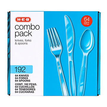 H-E-B Plastic Knives, Forks & Spoons Combo Pack - Clear