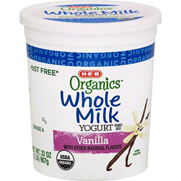 H-E-B Organics Whole Milk Yogurt - Vanilla
