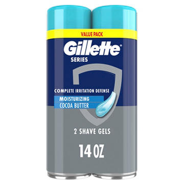 Gillette Series Moisturizing Shaving Gel for Men, with Cocoa Butter, Suitable for Sensitive Skin, 2 Pack